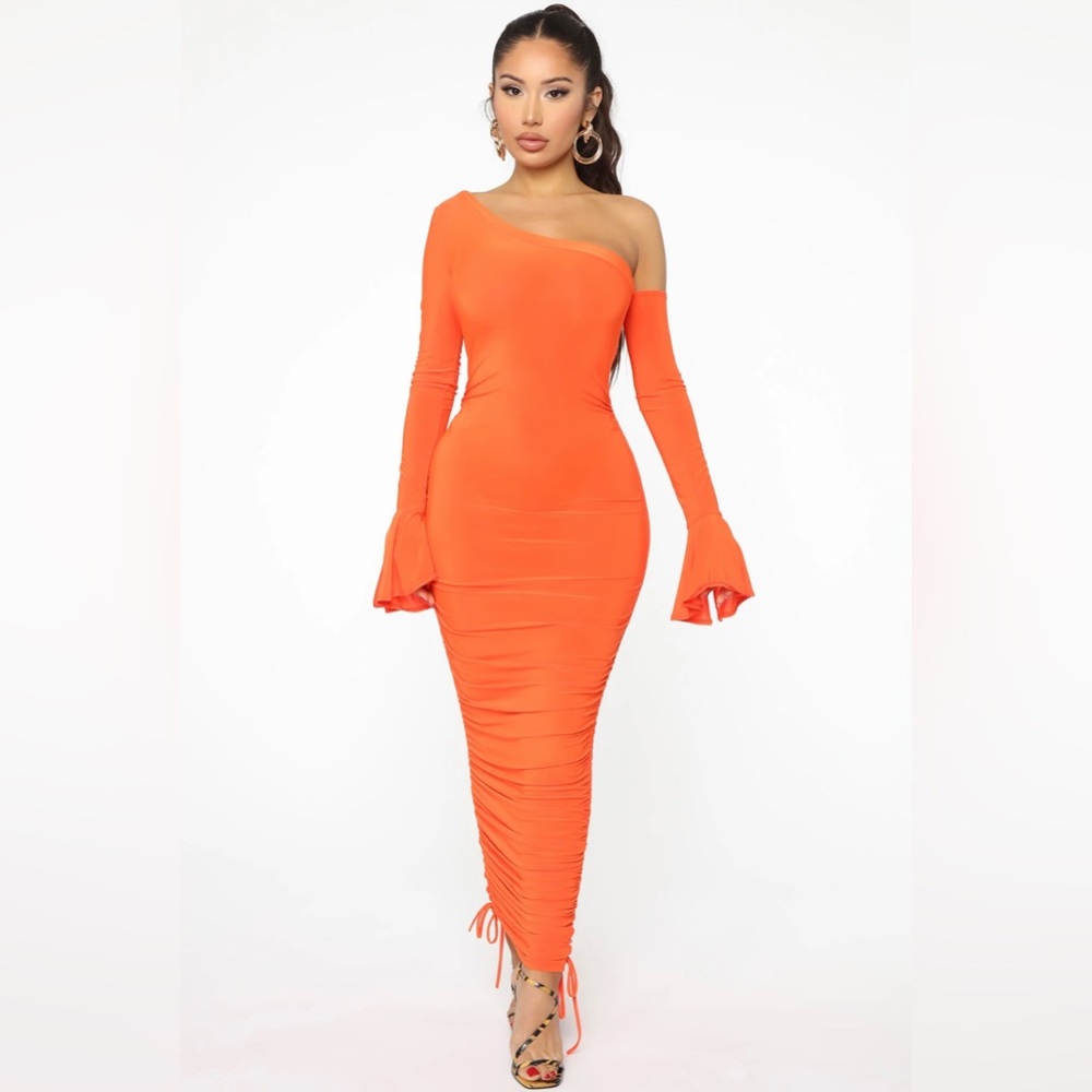 Orange long sleeve dress